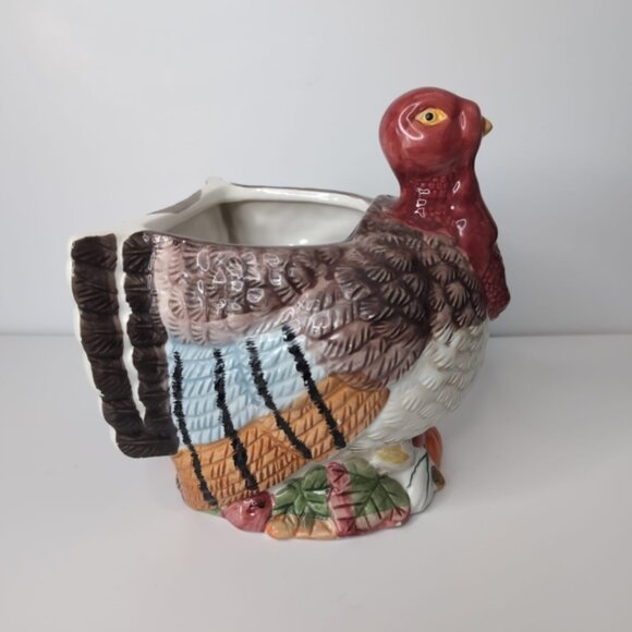 World Bazaar Retro 90s Turkey Bird Farmhouse Cottage Ceramic Bowl Flower Pot - Picture 5 of 9
